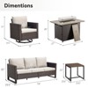Buenhomino 5-Piece Patio Furniture Set with Fire Pit,Wicker Outdoor Swivel Rocker Chairs Patio Sofa for Backyard,Poolside,Deck,Gray Wicker - 3 of 4