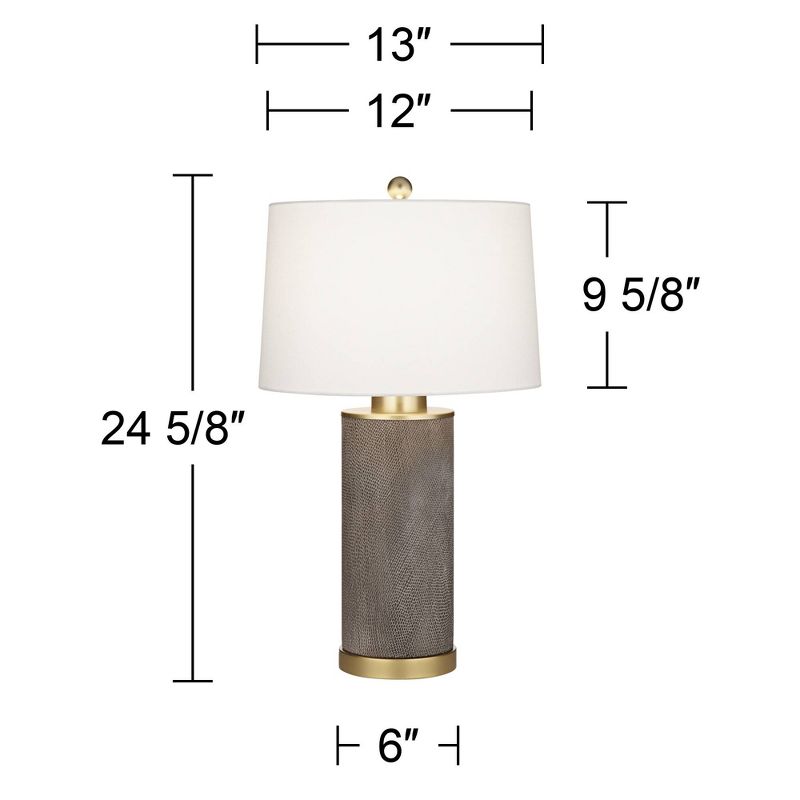 360 Lighting Gilson 24 3/4" High Modern Glam Luxe Table Lamps Set of 2 Gold Textured Gray Finish Ceramic White Shade Living Room Bedroom Bedside, 4 of 11