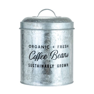 Amici Home Galvanized Metal Canister, Coffee Bean Food Storage Container with Lid, 104 Oz, Gray