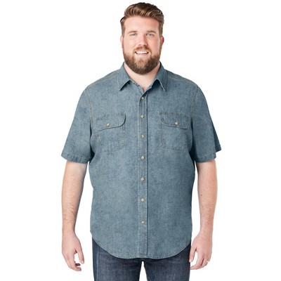 Boulder Creek by KingSize Short Sleeve Denim And Twill Shirt