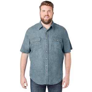 Boulder Creek by KingSize Short Sleeve Denim And Twill Shirt - 1 of 4