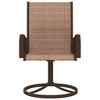 vidaXL Modern Patio Swivel Chairs - Set of 2 - Textilene and Powder-Coated Steel - Weather Resistant - Quick Drying - Brown - Assembly Required - 3 of 4