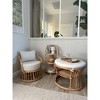 Nordlys Natural Rattan and Beige Fabric Pouf Exotic Boho Upholstery Living Room - 2 of 4