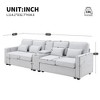114.2" Upholstered Sofa with Console, 2 Cupholders and 2 USB Ports, Modern Linen Couches with 4 Pillows for Living Room, Apartment, 4 Seat - 2 of 4