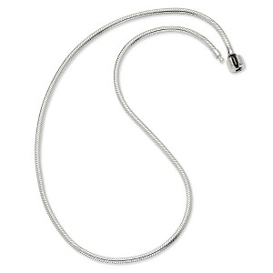 Black Bow Jewelry 16 Inch Artisan Snake 3mm Charm Necklace in Silver for 4mm Charms - 1 of 3