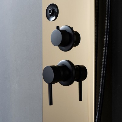 Gold Brushed 4-Jet Rainfall Shower Panel System with Handheld Wand