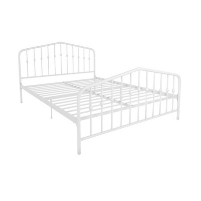 Bushwick Queen Warm Creamy White Metal Bed with Slats