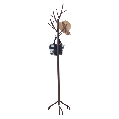 Bronze Metal Hall Tree Freestanding Coat and Hat Rack with Branches