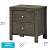 HomeStock Grey Nightstand 25x22x17 with Two Spacious Drawers, Compact Bedside Table for Bedroom Storage and Transitional Style Decor - 2 of 4