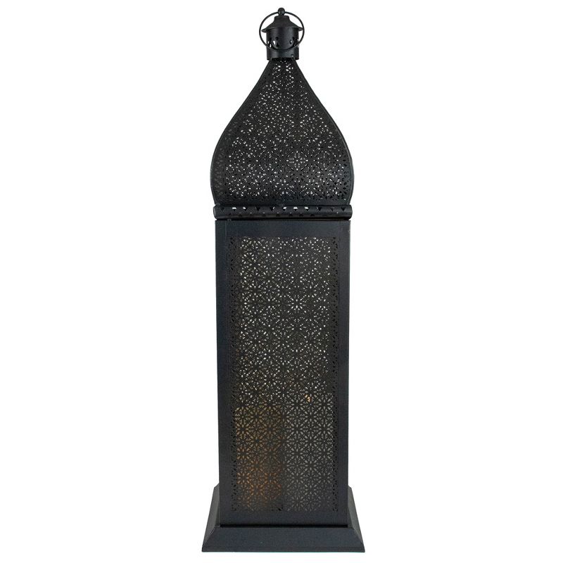 Northlight 30.5" Black and Gold Moroccan Style Pillar Candle Floor Lantern, 4 of 5