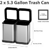2×5.3 Gallon Open Top Trash Can, Fingerprint Proof Stainless Steel Dual Compartment Garbage Bin for Kitchen Office Restaurant Bathroom, NO LID - 3 of 4