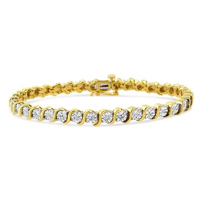 Silver 1/10 Cttw Diamond Round Miracle Plate and "S" Link Tennis Bracelet
