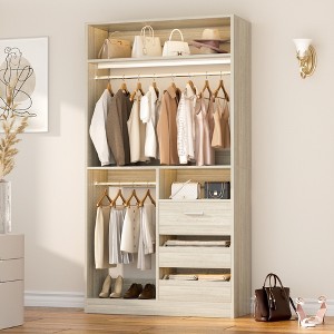 Aheaplus 36'' W Freestanding Walk-in Closet Organizer System with 2 Hanging Rods and 3 Wood Drawers - 1 of 4