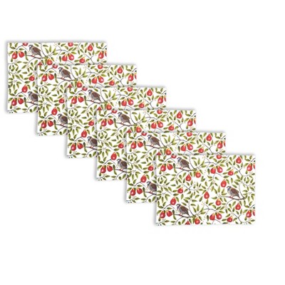 Partridge In A Pear Tree Printed Cotton Placemats Set of 6