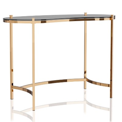 Burwick Writing Desk with Glass Top Gold - miBasics