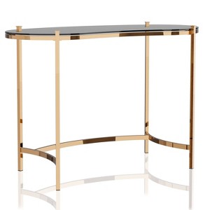 Burwick Writing Desk with Glass Top Gold - miBasics: Steel Frame, 30.75" Height, 44" Width - 1 of 4