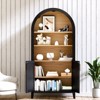 FONTOI Arched Shaped Cabinets, 3-Tier Arch-Top Cabinet with Doors, Arched Bookshelf with Open Display Shelf for Home, Black&Brown, 30.7"*63.2"*15.4" - 4 of 4