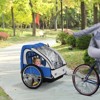 Aosom 2-Seat Child Bike Trailer for Kids with a Strong Steel Frame, 5-Point Safety Harnesses, & Comfortable Seat - 3 of 4