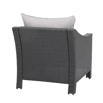 Antibes Gray Wicker Outdoor Chat Set with Cushions