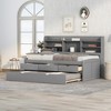 Twin Size Wooden Captain Bed with Built-in Bookshelves,Three Storage Drawers and Trundle - 2 of 4