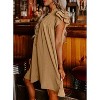 Coolmee Women Summer Mini Dress V Neck Ruffle Cap Short Sleeve Short Dress Casual Flowy Pleated A Line Sundress with Pockets - 4 of 4