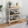 Tangkula 3-Tier Folding Shelf Free DIY Design Shelving Unit w/ 4 Universal Wheels Kitchen - 2 of 4