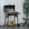 Kumasinova 30"Portable Barrel Charcoal BBQ Grill,Steel Grills with Wheels&Shelves,Outdoor BBQ Smoker with Warming Rack & 23" x 12" Cooking Grate - 2 of 4
