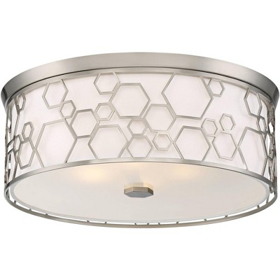 Minka Lavery Flush Mount 17" Wide Brushed Nickel Drum LED Ceiling Light