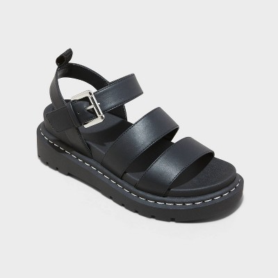 Women's Thalia Wide Width Lug Slide Sandals - Wild Fable™ Black