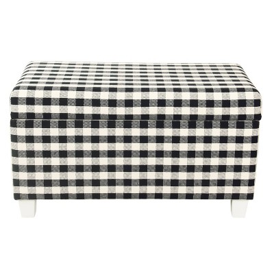 Storage Bench Black Plaid - HomePop