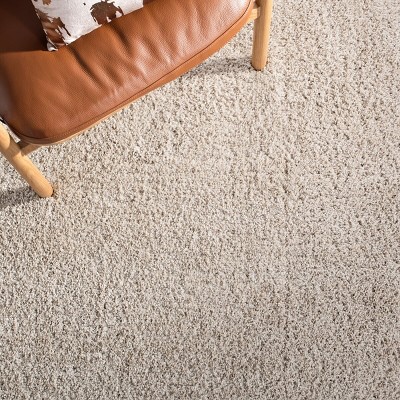 Beige 3' x 5' Synthetic Shag Area Rug