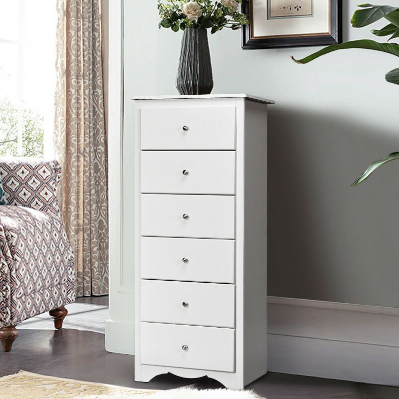 Costway 6 Drawer Chest Dresser Clothes Storage Bedroom Tall Furniture Cabinet, 2 of 11
