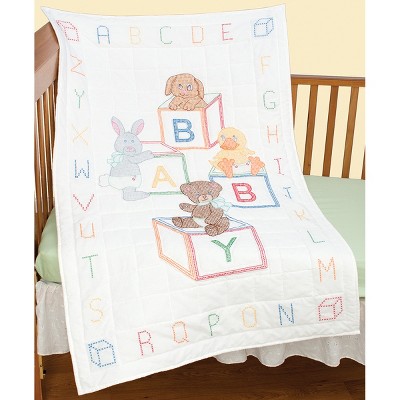 thumbnail image 2 of Jack Dempsey 'Bear On The Moon' Stamped White Quilt Crib Top (40x60) For Embroidery 2 of 4