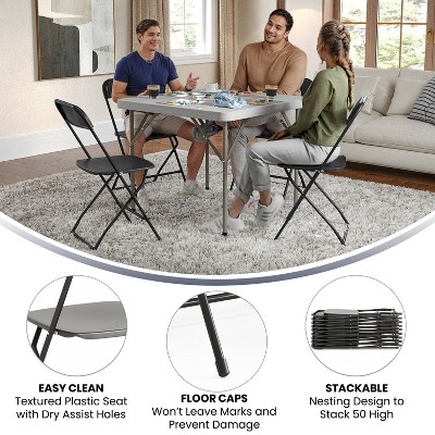Hercules Series Black Steel Frame Folding Chair Set of 2