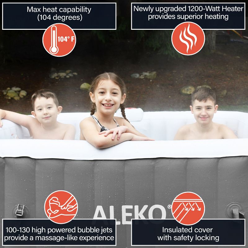 ALEKO Outdoor Portable Inflatable Hot Tub Spa 130 Jets with Cover, 5 of 13