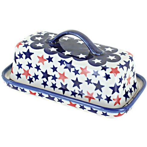 Blue Rose Polish Pottery Americana Large Butter Dish Target