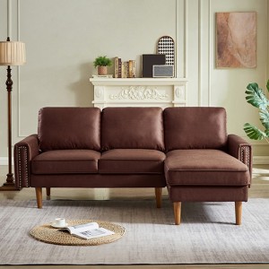 82.2" L-Shape Sofa Couch, Upholstered Deep Seat Sofa Couch,Comfy Loveseat for Living Room Bedroom Apartment Office - 1 of 4