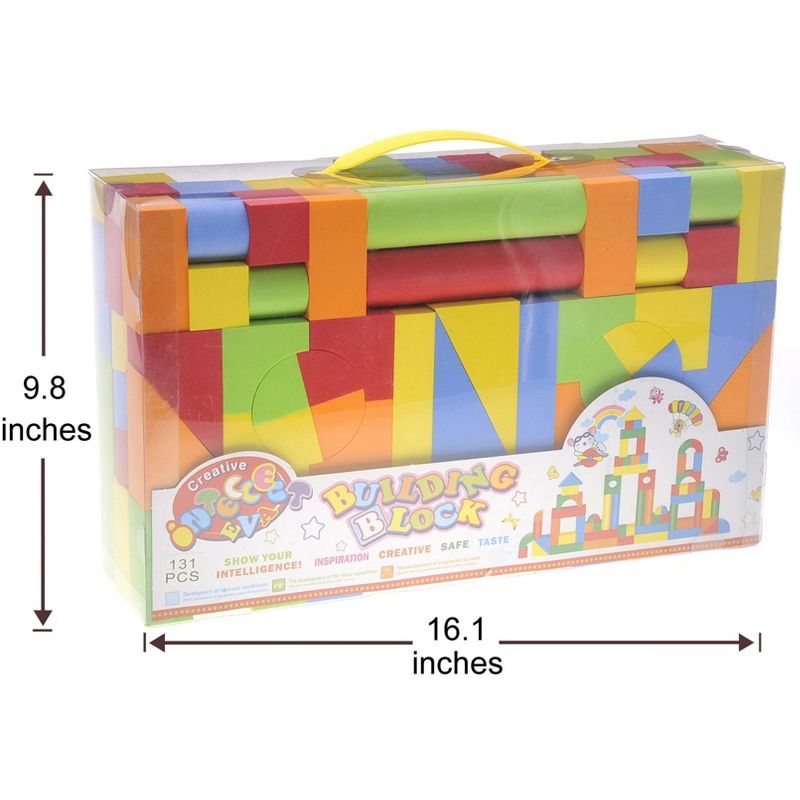 Link Worldwide 131 Piece Foam Building Blocks Creative Educational EVA Foam Bricks Toys Playset  Large, Soft, Stackable Blocks for Toddlers & Kids, 5 of 6