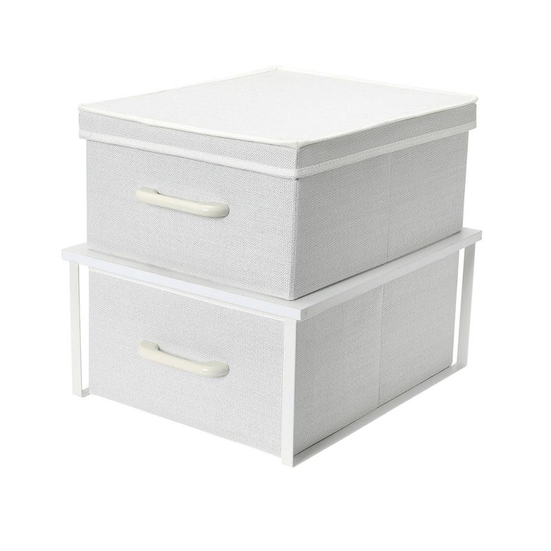 Household Essentials Stacking Storage Boxes with Laminate Top White, 1 of 14