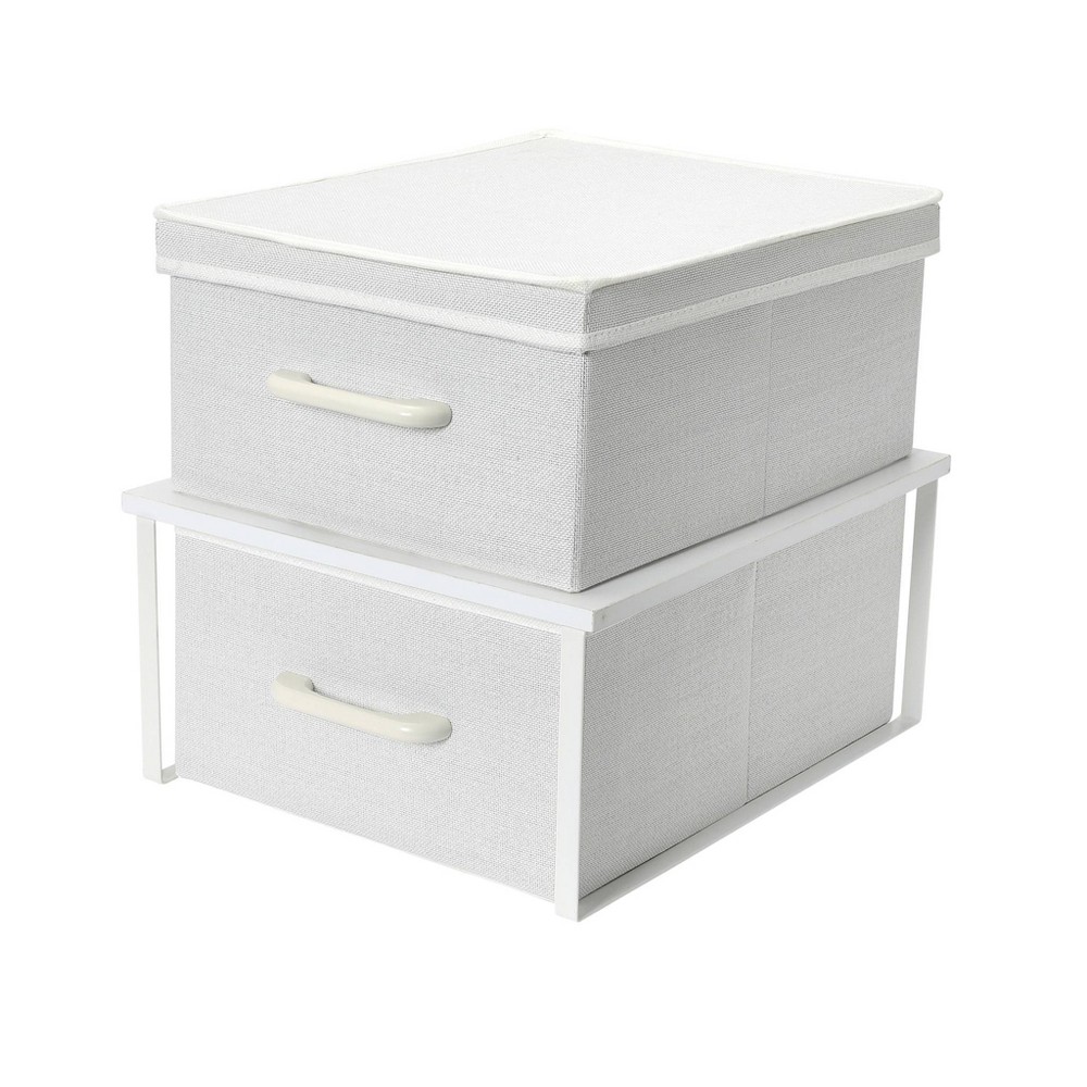 Photos - Clothes Drawer Organiser Household Essentials Stacking Storage Boxes with Laminate Top White