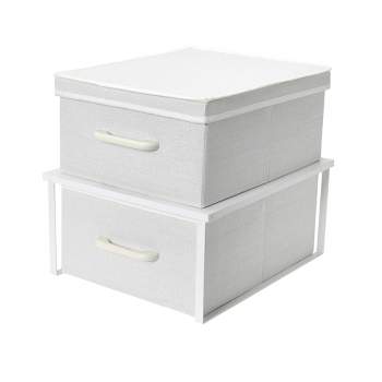 Household Essentials Stacking Storage Boxes with Laminate Top White