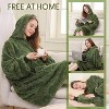 FAAYFIAN Microfiber Wearable Blanket Hoodie for Women, Lightweight Faux Shearlin Hoodie Blanket with Pocket & Hood, One Size Loungewear, Green - 4 of 4