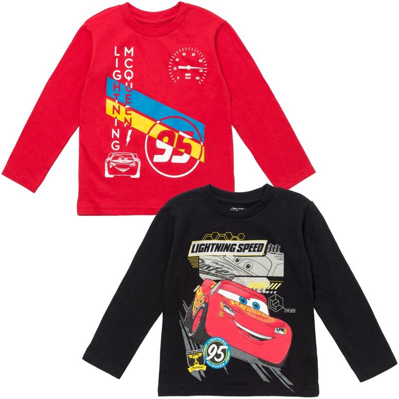 Disney Pixar Cars Lightning McQueen Tow Mater 2 Pack Long Sleeve T-Shirts Toddler to Big Kid, 1 of 9