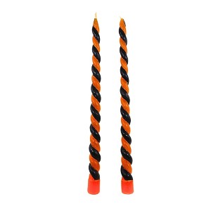 Tag 12.0 Inch Halloween Twist Tapers Swirl Black Orange Pillar Candles - 1 of 3