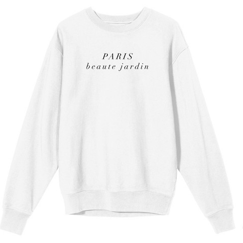 Paris Beaute Jardin Crew Neck Long Sleeve White Adult Sweatshirt Target