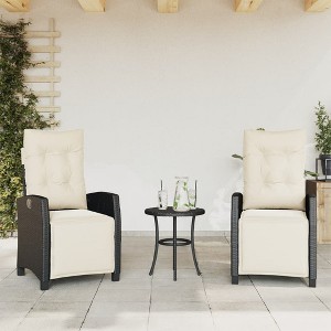 vidaXL Reclining Patio Chairs 2 pcs with Footrest Black Poly Rattan - 1 of 4