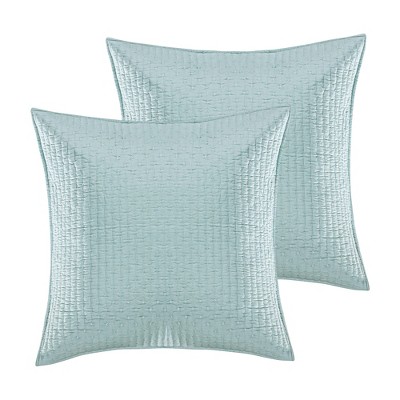 Cross Stitch Blue Haze Solid Euro Shams - Set of 2  - Levtex Home