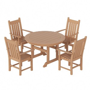 WestinTrends 5 Piece Outdoor Patio Dining Set Outdoor Round Table and Armchair Set - 1 of 2