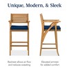 Best Choice Products Set of 2 Outdoor Acacia Wood Bar Stools Bar Chairs w/ Weather-Resistant Cushions - Teak Finish - 4 of 4