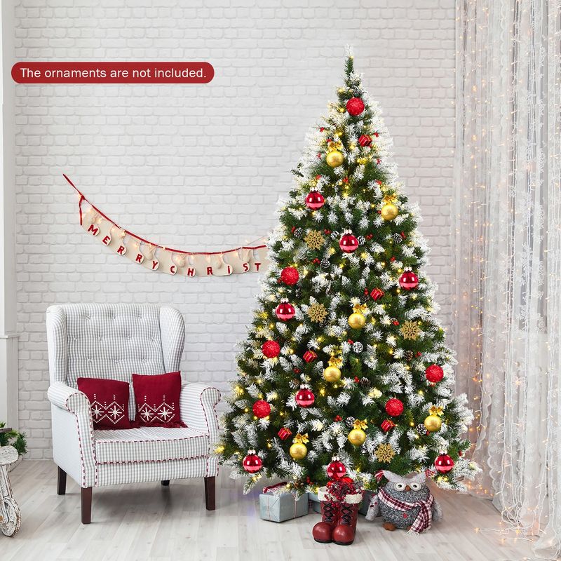 Costway 6ft\7.5ft\9ft Pre-lit Snowy Christmas Tree 818\1398\2058  Tips w/ Pine Cones & Red Berries, 2 of 13